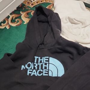 The North Face Black Hoodie with Blue Logo